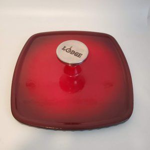 Lodge Panini Press Island Spice Red Enamel Cast Iron 8.25" Square Grill Lid New